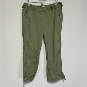 J. Jill Women's Olive Green Cropped Pant Sz 10 Y2K Adjustable Hem & Waist 90s
